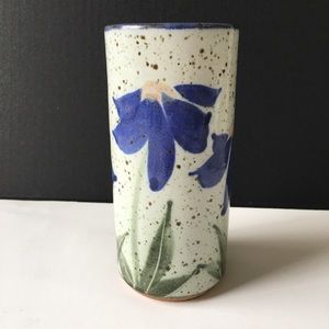 Studio Art Pottery Vase 7" Made by Earthworks West Blue Iris